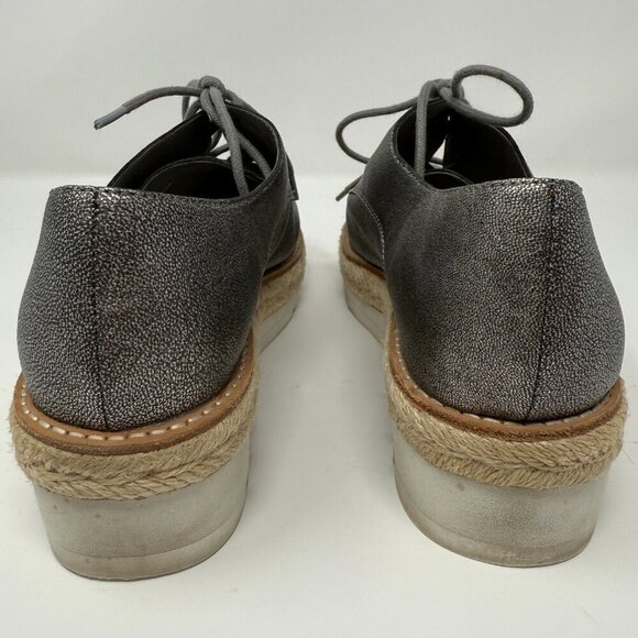 Eileen Fisher Everly Derby Leather Platform Oxford Shoes Womens 7 Silver Lace Up - Picture 9 of 11